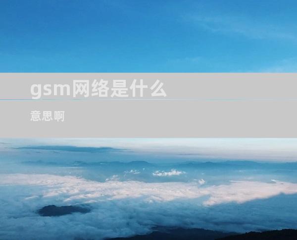 gsm网络是什么意思啊