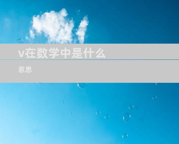 v在数学中是什么意思
