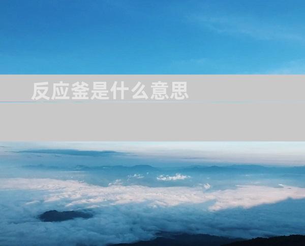 反应釜是什么意思