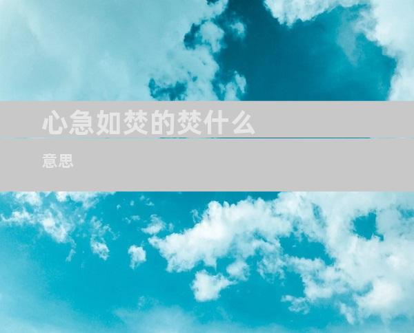心急如焚的焚什么意思