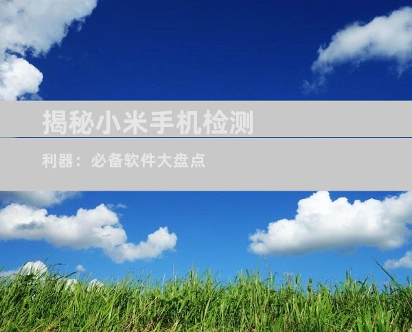 揭秘小米手机检测利器：必备软件大盘点