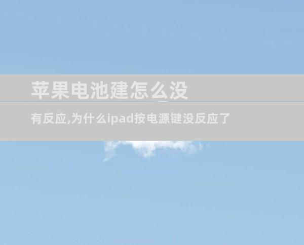 苹果电池建怎么没有反应,为什么ipad按电源键没反应了