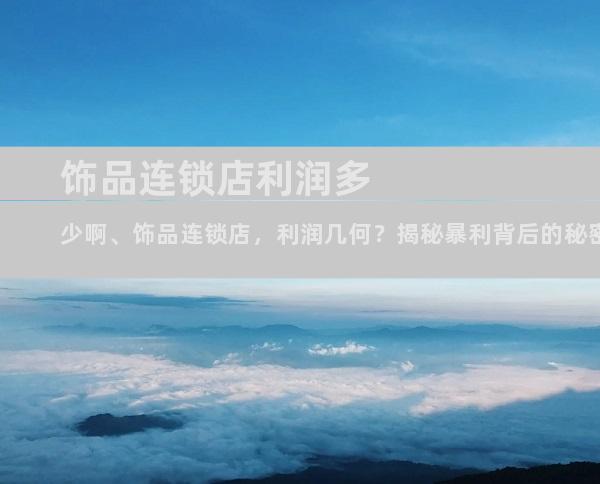 饰品连锁店利润多少啊、饰品连锁店，利润几何？揭秘暴利背后的秘密